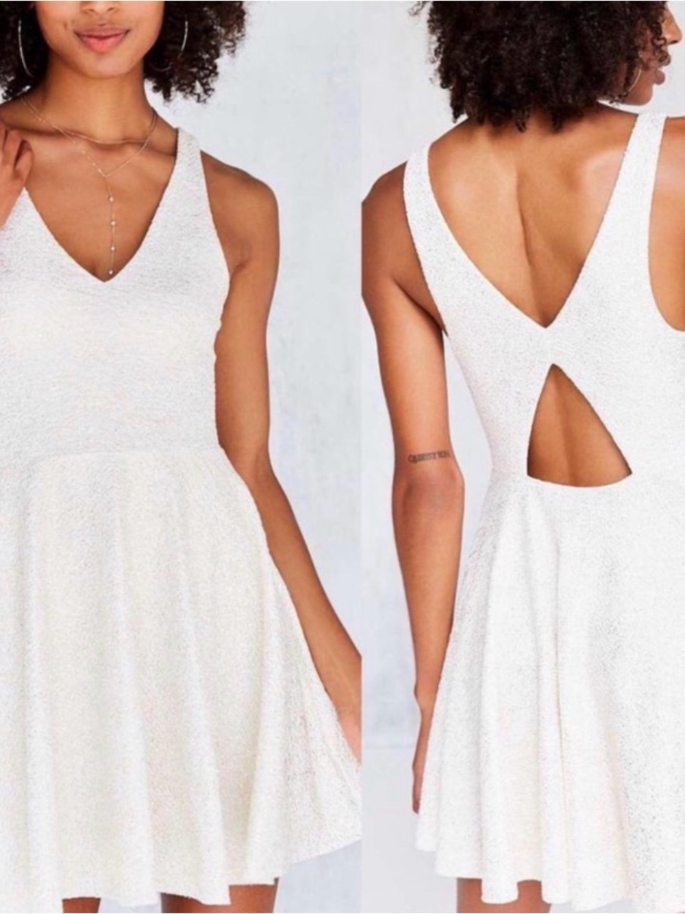 Silence + Noise Sinderella Ivory Sparkle Mini Dress | Urban Outfitters